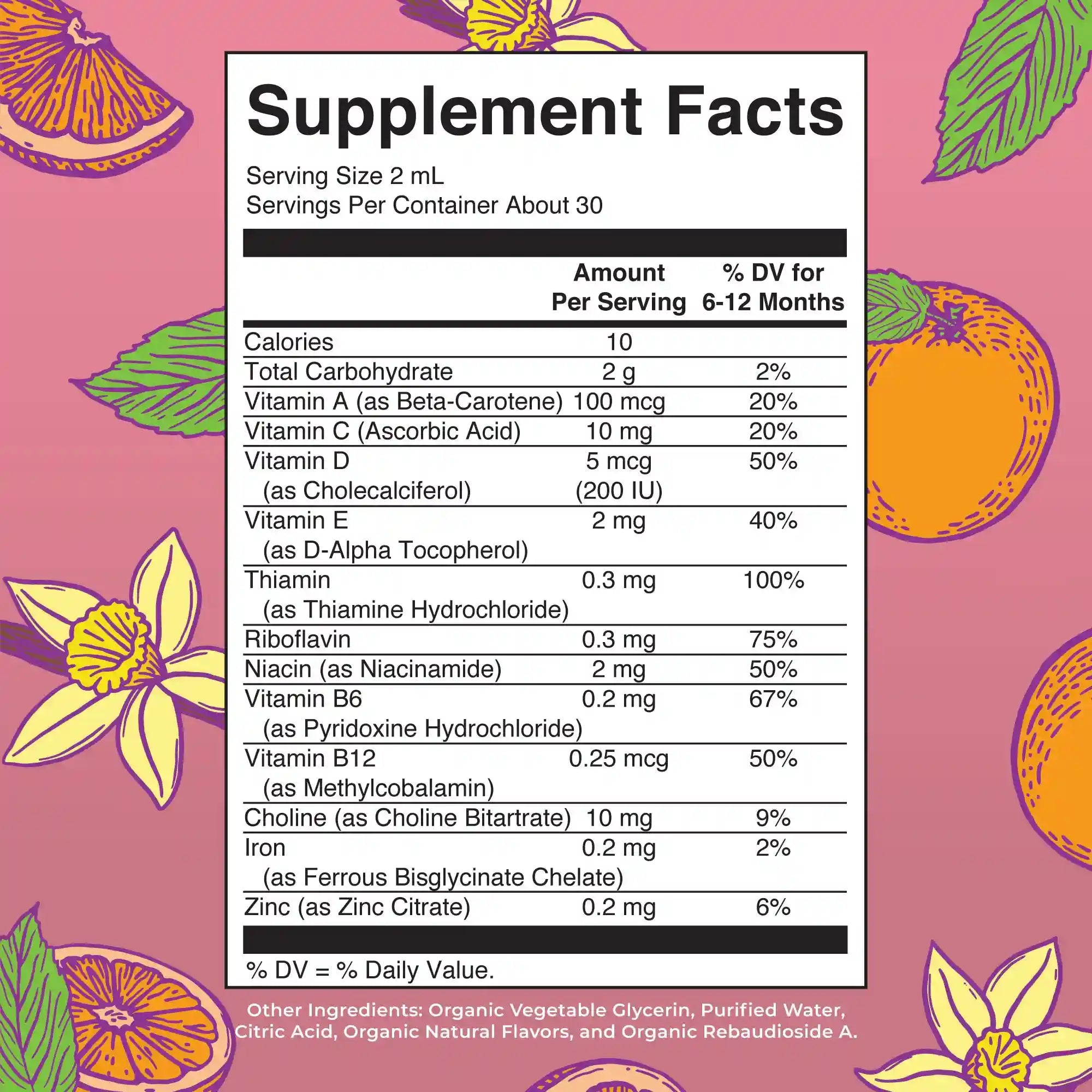 Organic Infant Multivitamin with Iron Liquid Drops